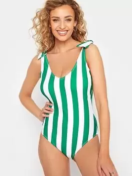 Long Tall Sally Green Stripe Swimsuit, Green, Size 16, Women