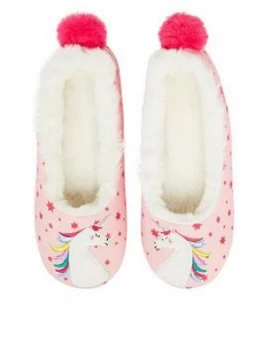 Joules Girls Unicorn Ballet Slippers - Pink, Size L