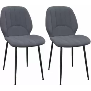 HOMCOM Modern Dining Chairs Set of 2 with Padded Seat and Steel Legs, Dark Grey - Dark Grey