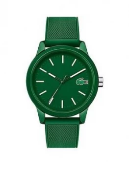 Lacoste Lacoste 12.12 Green and White Detail Dial Green Fabric Strap Mens Watch, One Colour, Men