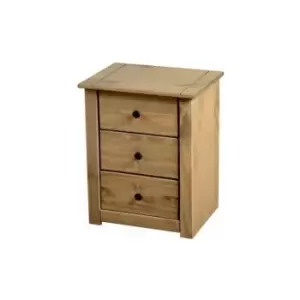 Seconique Panama 3 Drawer Bedside Chest Solid Pine Natural Oak Wax Finish