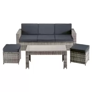 Garden Gear Riviera 5 Seat Rattan Sofa Set with Cover - Dark Grey