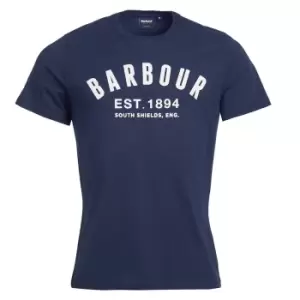 Barbour Mens Ridge Logo Tee Navy Small