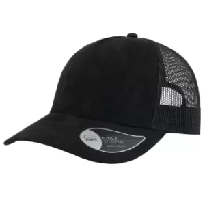 Atlantis Rapper Faux Suede 5 Panel Trucker Cap (One Size) (Black)