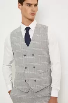 Slim Fit Light Grey Overcheck Waistcoat