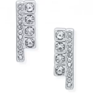 DKNY Jewellery Silver Coloured Pave Cube Stud Earrings