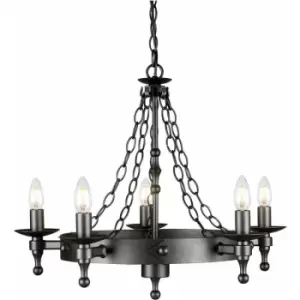 5 Bulb Chandelier Wrought Iron Style Chain Graphite Finish Black LED E14 60W