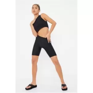 I Saw It First Cropped Active Cycling Shorts - Black