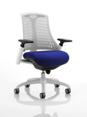 Flex Task Operator Chair White Frame White Back Bespoke Colour Seat Admiral Blue