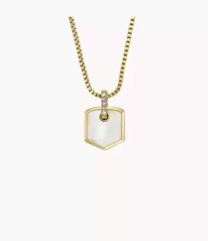 Fossil Women Heritage Crest Mother of Pearl Gold-Tone Stainless Steel Chain Necklace