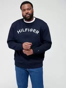 Tommy Hilfiger Big & Tall Hilfiger Arched Crew Neck Sweatshirt - Navy, Size 3XL, Men