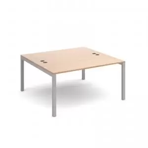 Connex back to back desks 1400mm x 1600mm - silver frame and beech top