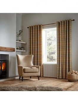 Catherine Lansfield Woven Check Thermal Eyelet Curtains