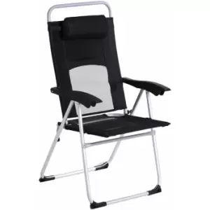 Outdoor Garden Folding Chair Armchair Reclining Seat w/Pillow Black - Black - Outsunny