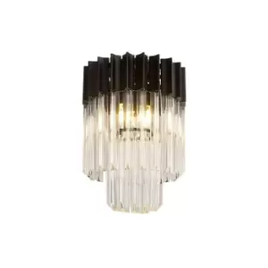 Luminosa Lighting - Luminosa Poland Ceiling Lamp Round 3 Light E14, Matt Black, Clear Sculpted Glass