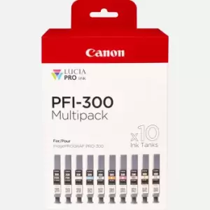 Canon PFI-300 MBK/PBK/CO/GY/R/C/M/Y/PC/PM 10 Ink Cartridge Multipack