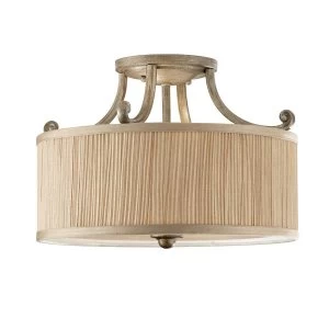 3 Light Semi Flush Ceiling Light Silver Sand with Shade, E27