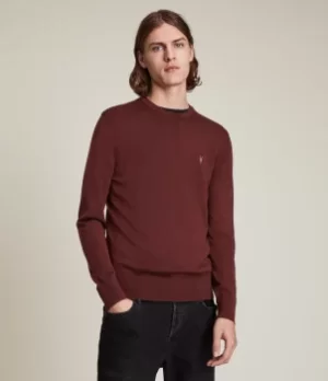 AllSaints Mens Mode Merino Crew Jumper, Damson Red, Size: S