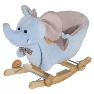 Kids 2 in 1 Rocking Elephant W/Wheels and Sound-Blue