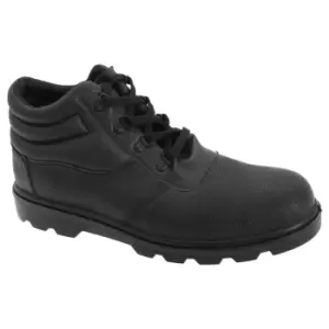 Grafters Mens Grain Leather Treaded Safety Toe Cap Boots (4 UK) (Black)