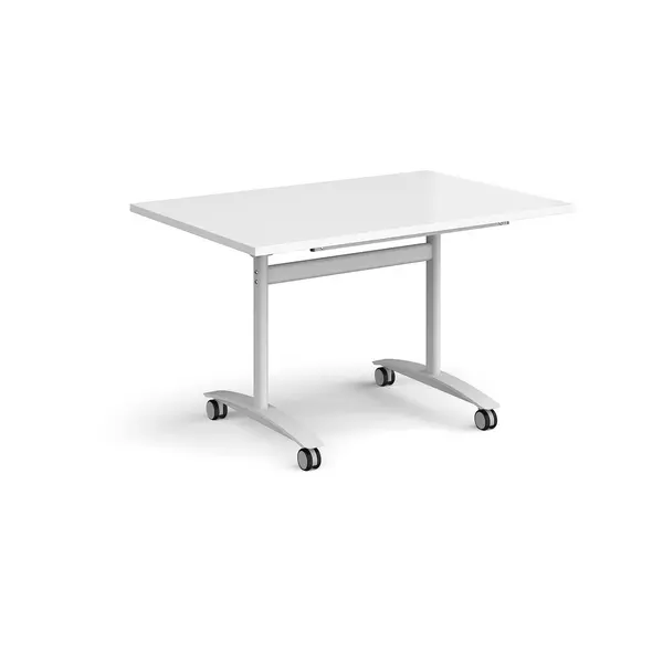 Rectangular Deluxe Fliptop Meeting Table with White Frame 1200mm x 800mm - White