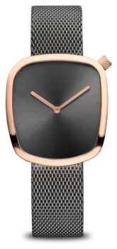 Bering Classic Pebble Grey Mesh Bracelet Grey Dial Watch