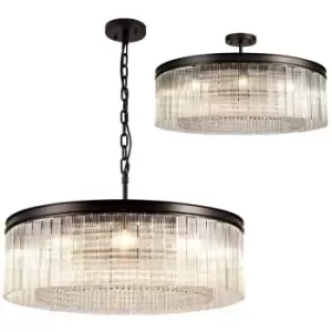 Large Cylindrical Ceiling Pendant, 10 Light E14, Brown Oxide - Luminosa Lighting