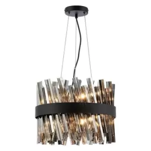 Luminosa Kalih 10 Light G9, Ceiling Pendant Round, Satin Black, Smoke