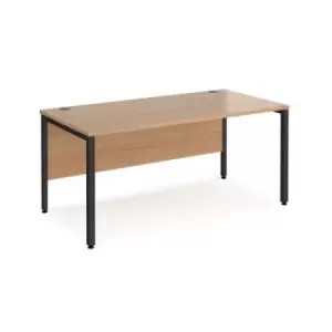 Office Desk 1600mm Rectangular Desk With Bench Leg Beech Tops With Black Frames 800mm Depth Maestro 25