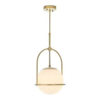 Cosenza Pendant Ceiling Light Matt Antique Brass Plate & Opal Glass