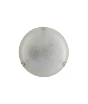 2 Light Patterned Glass Flush Ceiling Light White 40cm