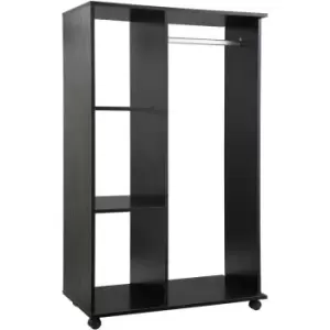 HOMCOM Open Wardrobe with Hanging Rail and Storage Shelves Black