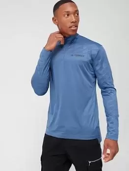 adidas Terrex Half Zip Long Sleeve Top - Blue, Grey Size XS Men