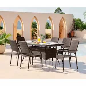 Furniture Box FurnitureBox Antigua Outdoor Dining Set 6 Seat Brown