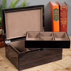 Stratton Dark Wood High Gloss Jewellery Box with Lock