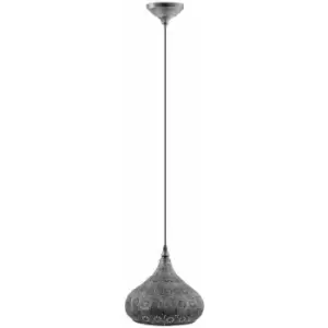 Hanging Ceiling Pendant Light Antique Silver Pattern Shade 1 x 60W E27 Bulb