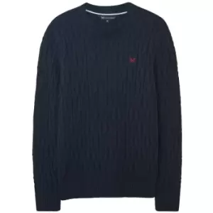 Crew Clothing Mens Wide Cotton Cable Jumper Dark Navy XL