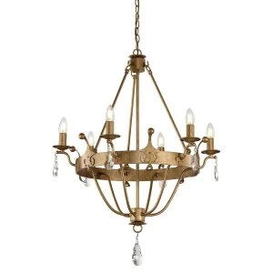 6 Light Chandelier Gold Finish, E14