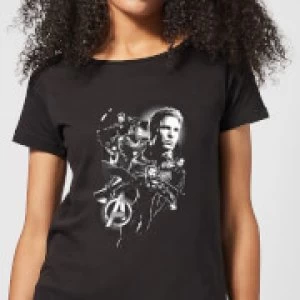 Avengers Endgame Mono Heroes Womens T-Shirt - Black - 3XL