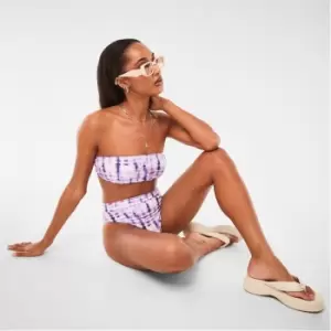 Missguided Tie Dye Bandeau Top and High Waisted Bottoms Bikini Set - Multi