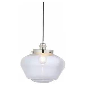 Polished Nickel Ceiling Pendant Light Clear Glass Shade Hanging Lighting Fixture