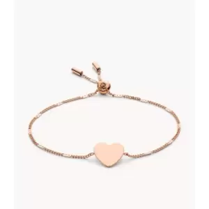 Fossil Womens Lane Heart Rose Gold-Tone Steel Bracelet - Rose Gold