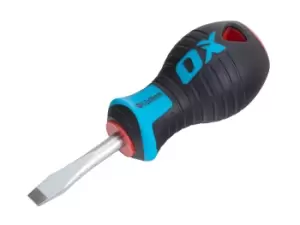 OX Tools OX-P362338 Pro Slotted Flared Screwdriver Stubby 6.5mm x 38mm