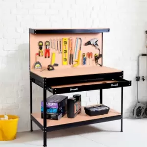 Neo Black Workbench Heavy-Duty Steel Pegboard Drawer