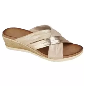 Cipriata Womens/Ladies Anella Crossover Wedge Sandals (5 UK) (Champagne/Rose Gold/Gold)