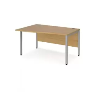 Office Desk Left Hand Wave Desk 1400mm Oak Top With Silver Frame Maestro 25 MB14WLSO