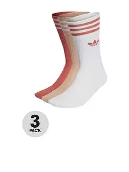 adidas Originals Solid Crew Socks (3 Pack) - White/Orange, White/Orange, Size 5.5-8, Men