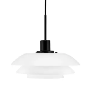 Dome Pendant Ceiling Light Opal, Matt Black 31cm