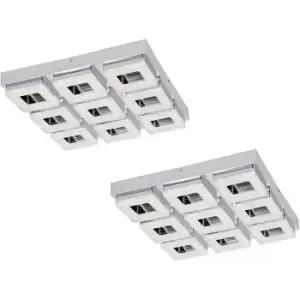 2 PACK Wall Flush Ceiling Light Chrome Shade Chrome Clear Crystal LED 9x4W