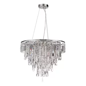 Spa Pro Bresna 6-Light Pendant Light Crystal Glass and Chrome